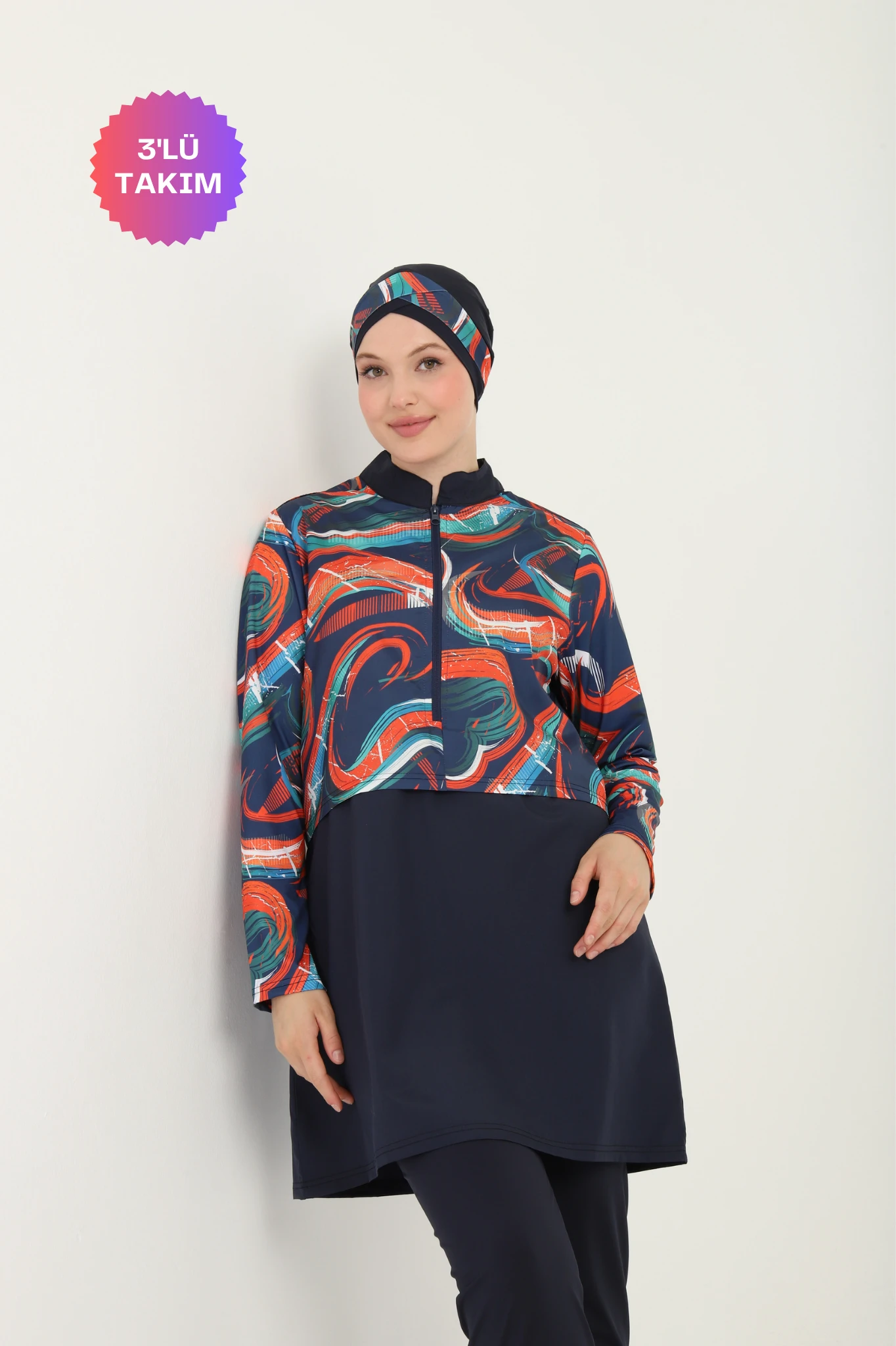Crop Mayo Lacivert-fırça Desen