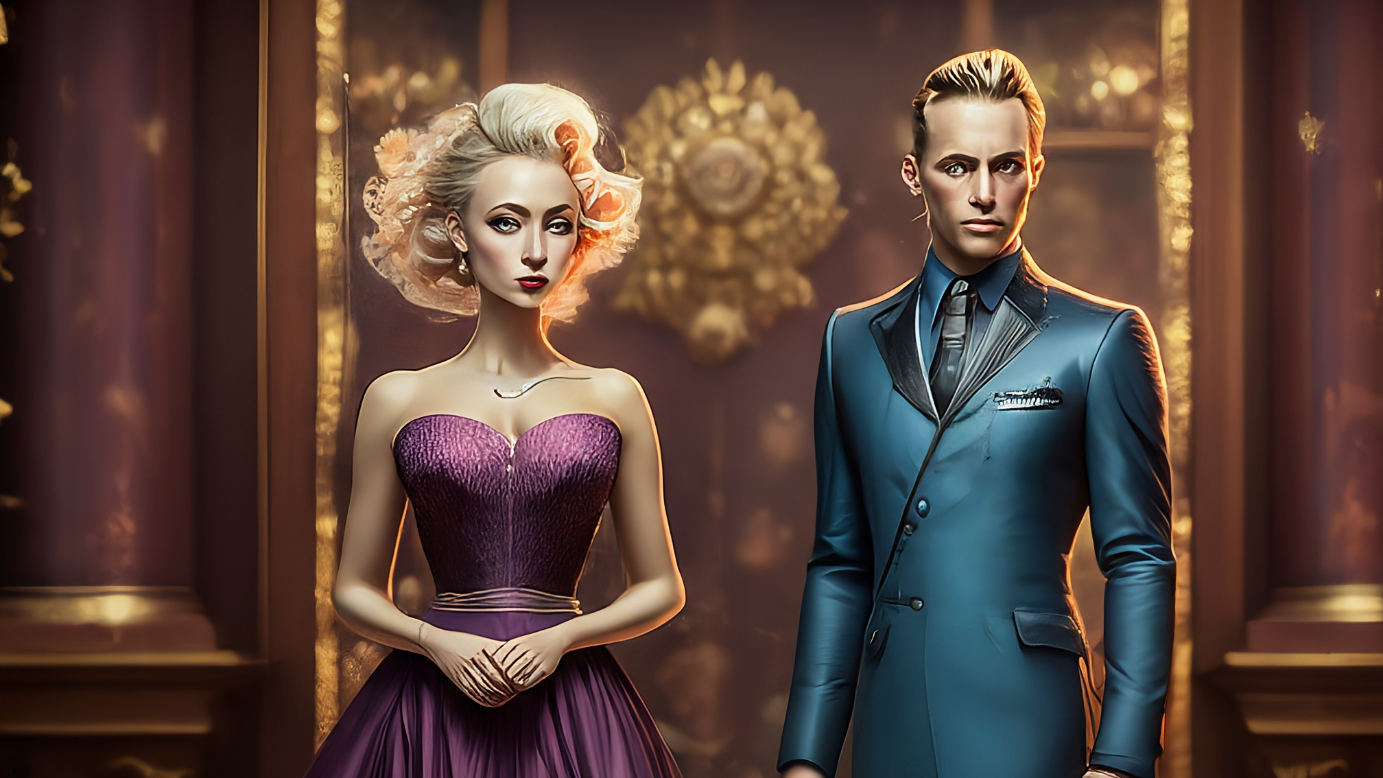 Due lama bianchi cartoon vestiti elegantemente (un maschio con completo blu e una femmina con vestito rosa). Il lama maschio ha un'espressione seria e analitica, leggermente preoccupata. La lama femmina ha un'espressione genuina e attenta, con un accenno di allarme. Nessun testo sull'immagine. Colori vivaci ma con un'atmosfera leggermente cupa per riflettere il mercato. Stile cartoon moderno e pulito.