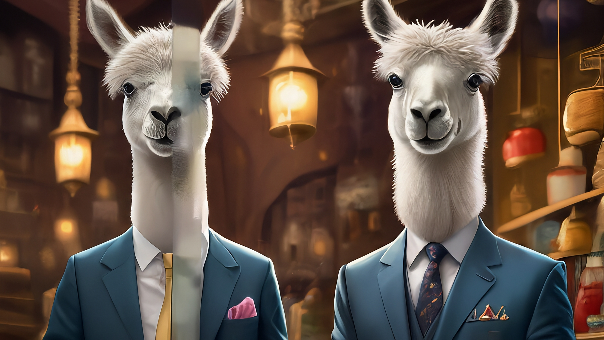 Due lama bianchi in stile cartoon, vestiti elegantemente con completi (uno maschio in blu, una femmina in rosa). Il lama maschio ha un'espressione analitica e un sorriso furbo, mentre la femmina ha un'espressione genuina e interessata. Lo sfondo è un grafico di mercato stilizzato con candele verdi e blu. Nessun testo sul thumbnail, ma con elementi grafici che richiamano il successo, come simboli di valuta o una stella. Colori vivaci e brillanti.