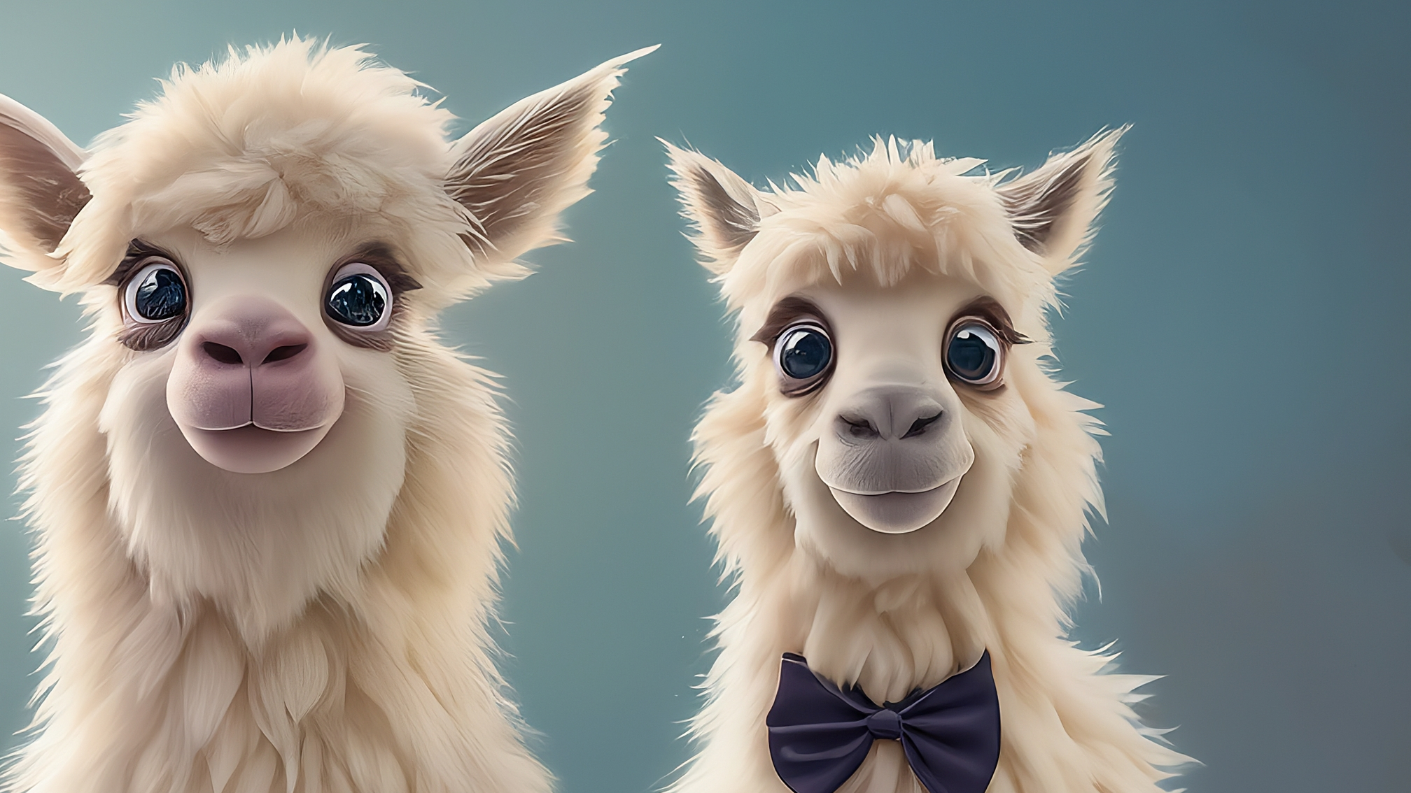 Due lama bianchi in stile cartoon con vestiti eleganti: un lama maschio in completo blu, sorridente e con un'espressione analitica, in piedi dietro un bancone. Una lama femmina in tailleur rosa acceso, con un'espressione genuina e un po' di sorpresa, leggermente più avanti. Lo sfondo è un pannello digitale con grafici blu e il logo di Bitcoin. Colori vivaci e un design pulito. Nessun testo.