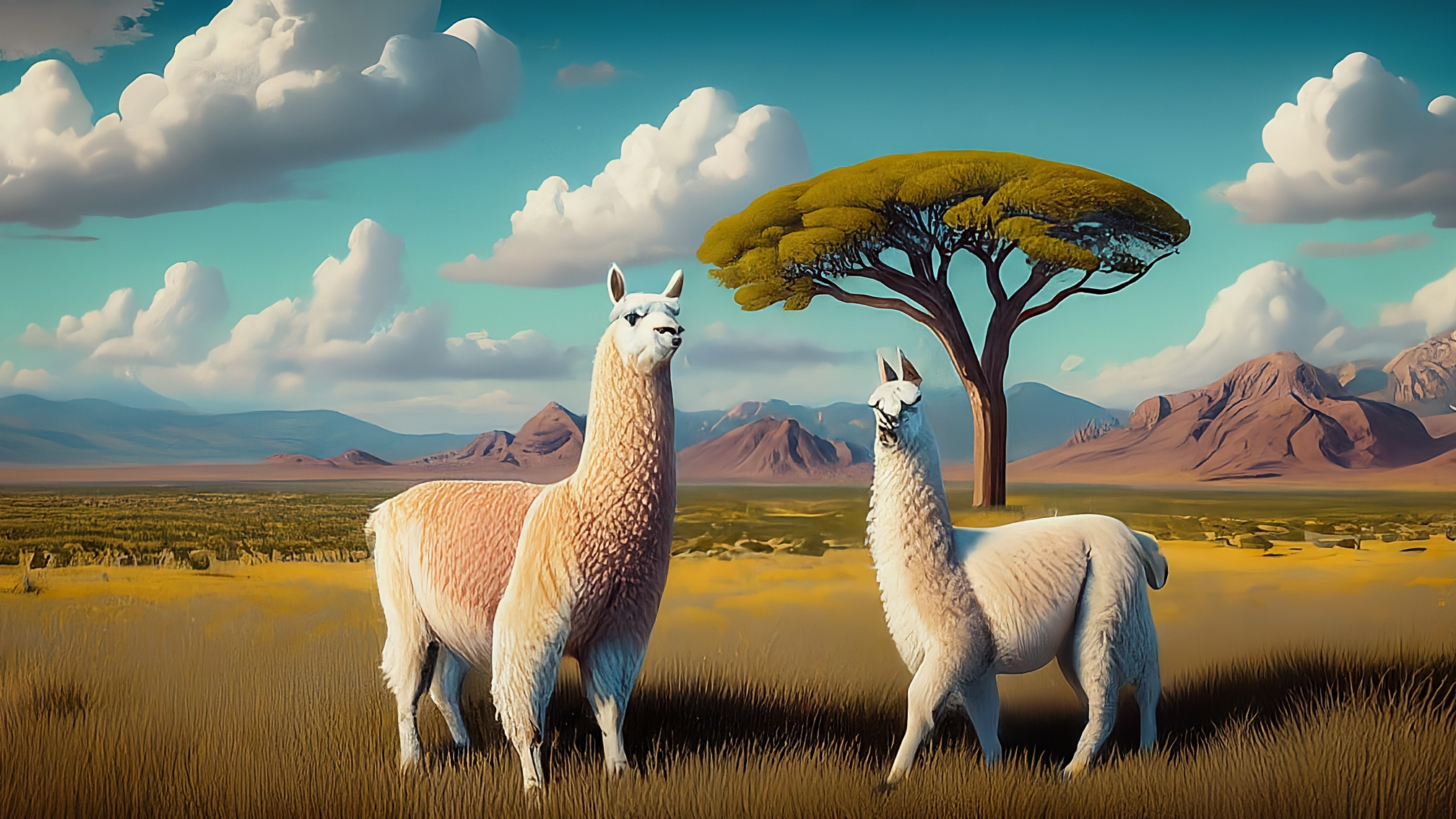 Un'immagine in stile cartoon di due lama bianchi vestiti elegantemente. Il lama maschio indossa un completo blu con cravatta blu, pollice alzato e un'espressione analitica. La lama femmina indossa un completo rosa, con le mani aperte in un gesto di sorpresa o curiosità. Dietro di loro, uno sfondo scuro con grafici finanziari stilizzati, linee di circuito luminose verdi e un grande punto interrogativo rosso fluttuante. Il tutto con colori vivaci e uno stile accattivante.