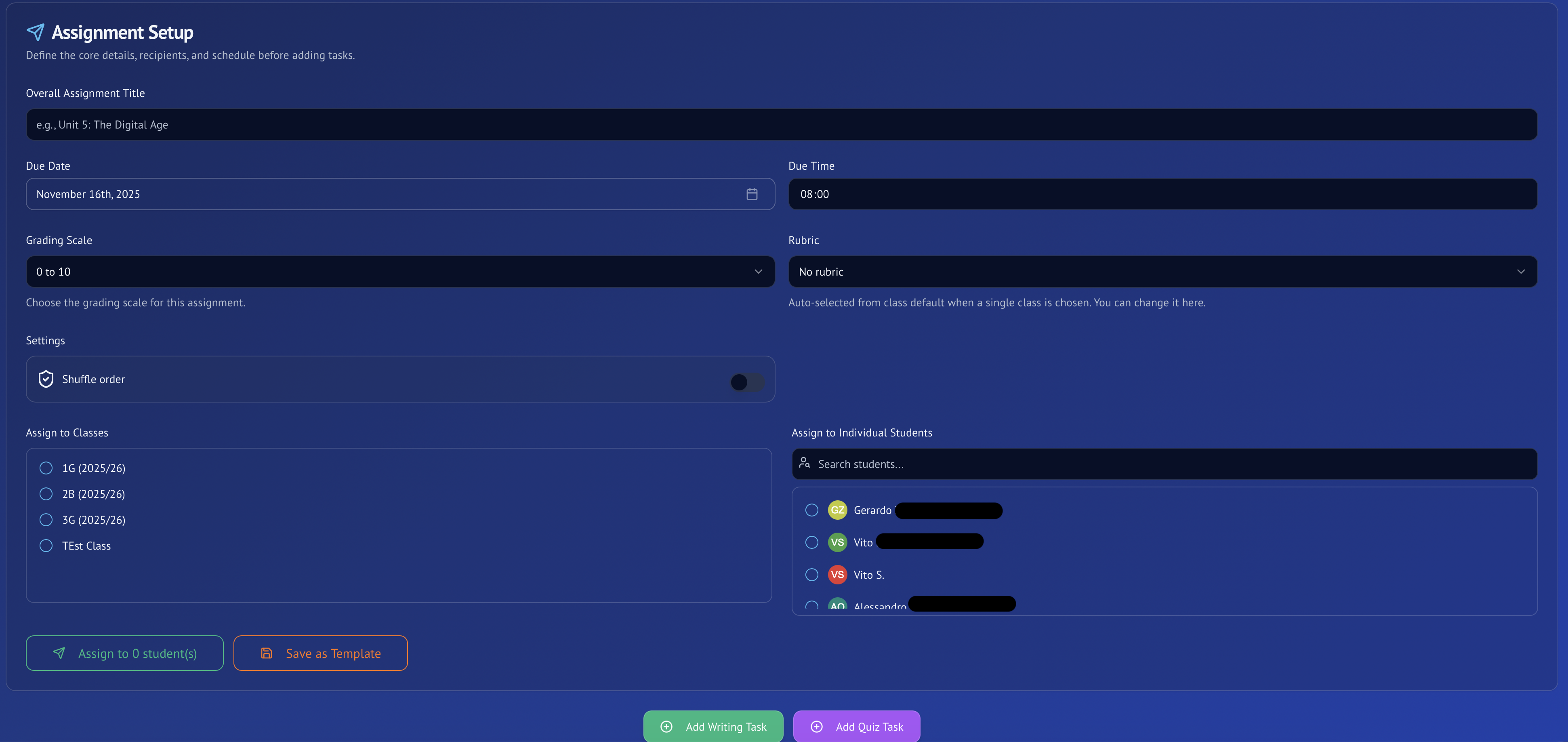 Teacher reviewing student writing on the platform
