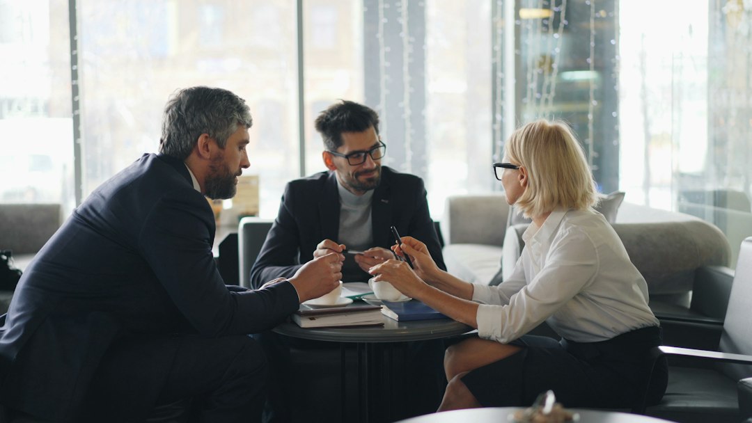 Professional business consulting team meeting with a client