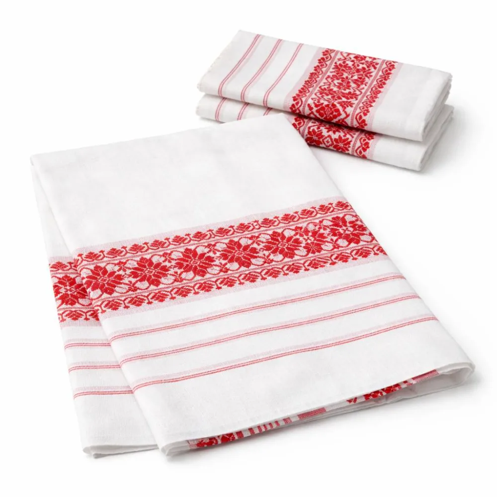 Premium Assamese Gamosa (1 Pcs) – Traditional Handwoven Cotton Towel (Red Motif Design)