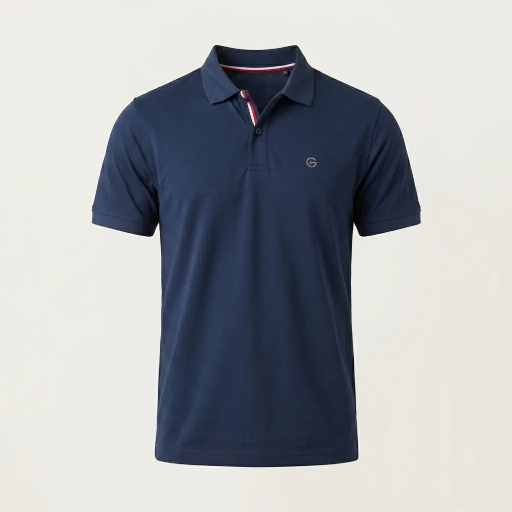 Men's Slim-Fit Piqué Polo Shirt - Navy Blue
