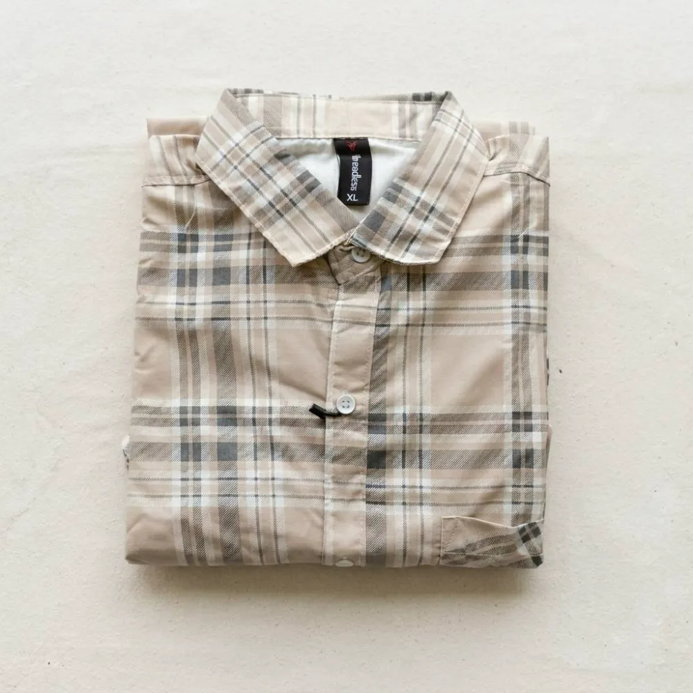 Men’s Beige Checkered Casual Shirt