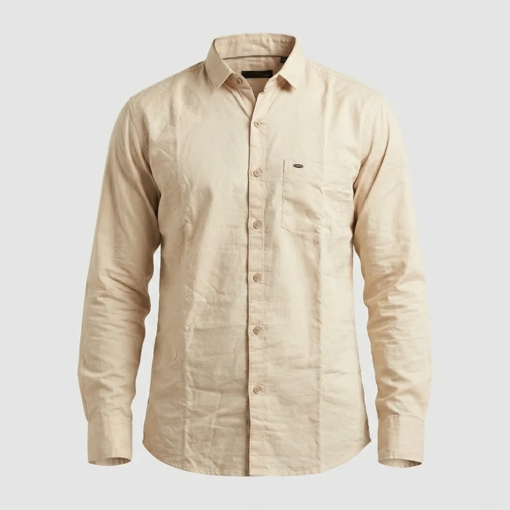 Tailored Fit Long-Sleeve Solid Casual Shirt