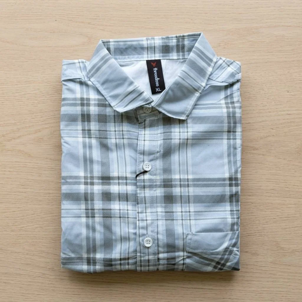 Men’s Sky Blue Checkered Casual Shirt