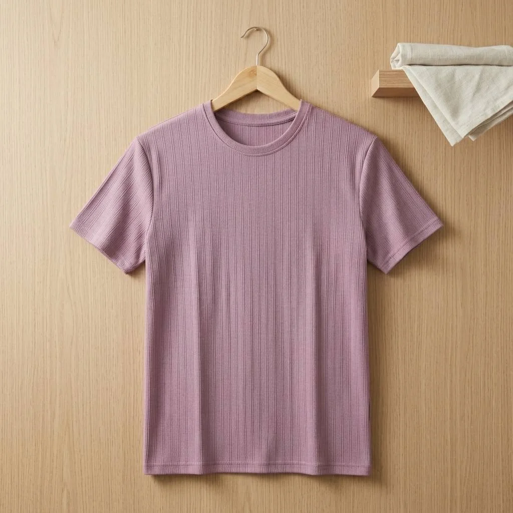 Premium Textured Slim-Fit Tee – Mauve Rose