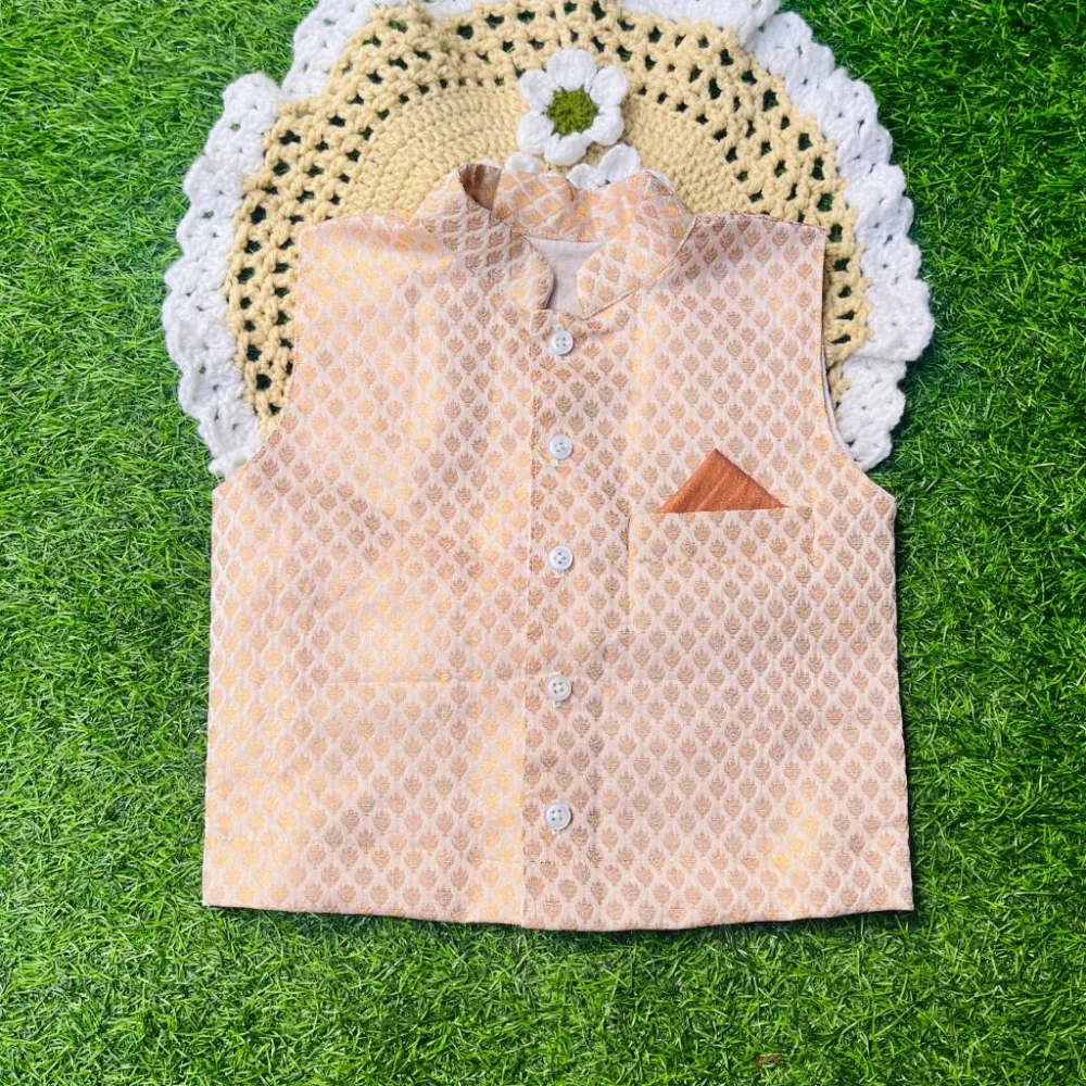 Little Royal Nehru Jacket - peach elegance 