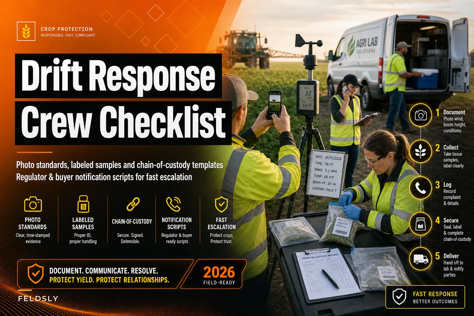 Chemical‑drift incident checklist for crews: photo standards, chain‑of‑custody and regulator/buyer notification scripts