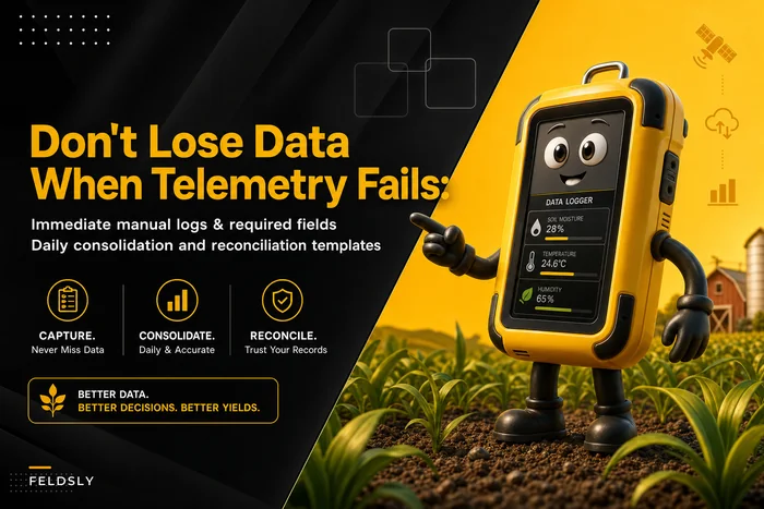 Don't lose data when telemetry fails: manual capture fallbacks and daily reconciliation templates for farm crews