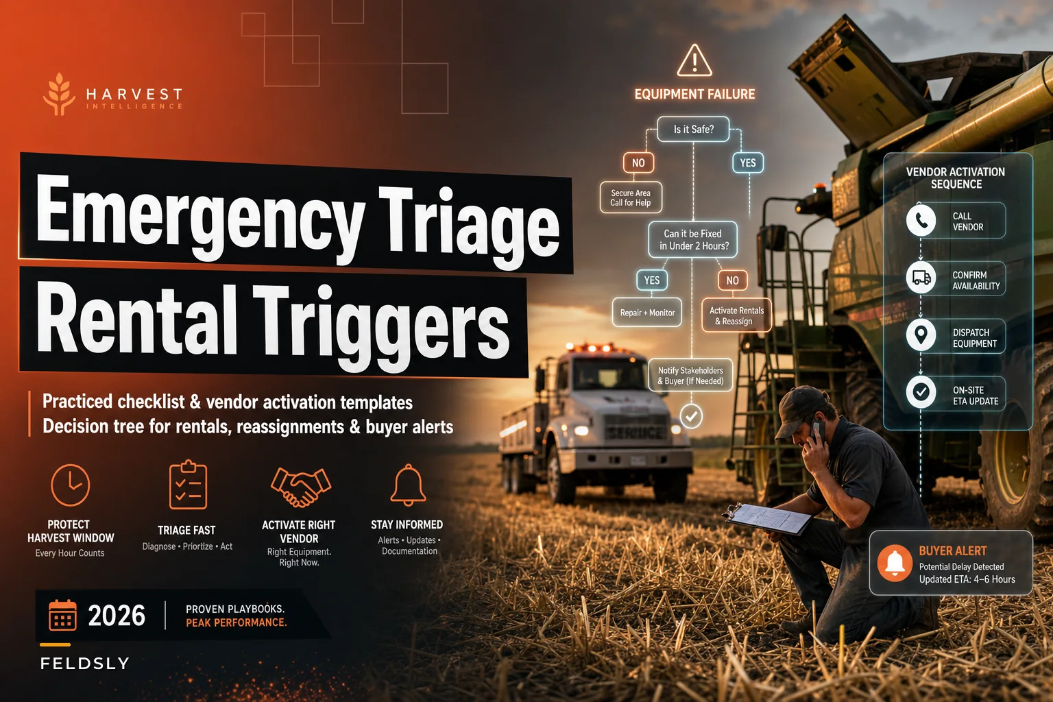 Emergency equipment‑failure playbook for critical windows: triage, rental triggers and vendor activation templates