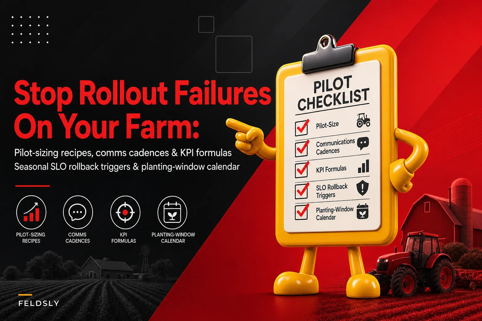 Farm operations change-management checklist for pilots, communications and rollback triggers