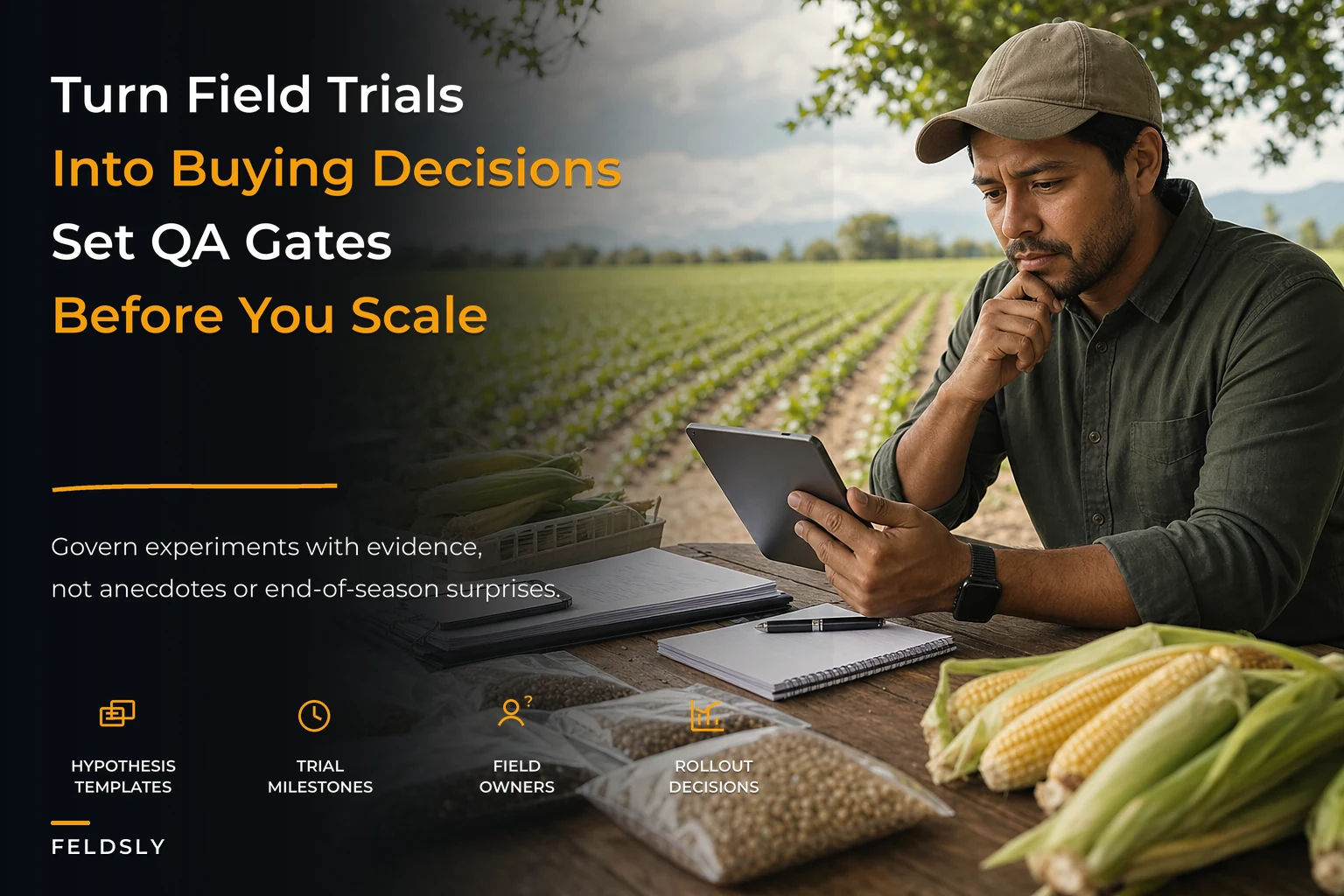Govern on‑farm trials for decisions: hypothesis templates, QA gates and roll‑out checklists that convert experiments into procurement actions