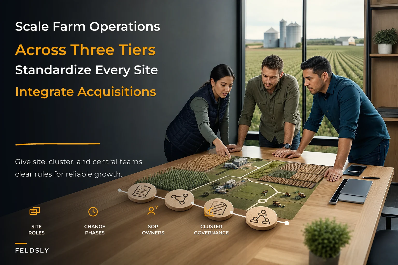 Multi-site farm operating model