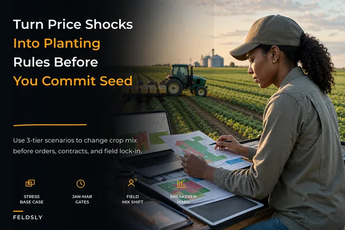 Operational financial scenario planning for commodity crops: 3‑tier templates and planting decision gates