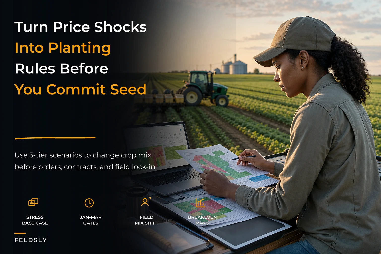 Operational financial scenario planning for commodity crops: 3‑tier templates and planting decision gates