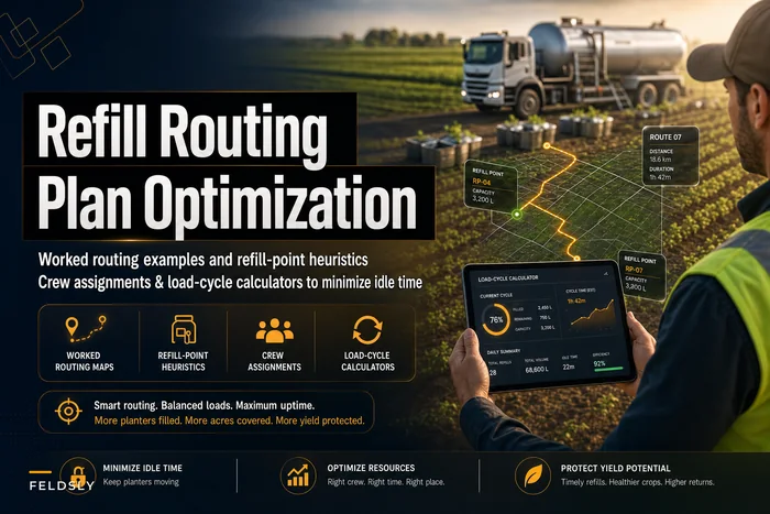 Planter refill routing plan: worked routing maps, refill‑point heuristics and load‑cycle calculators