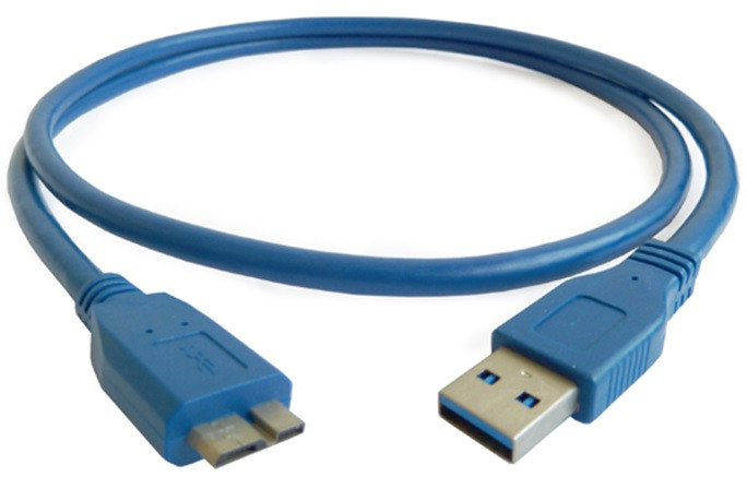 cable de color azul.