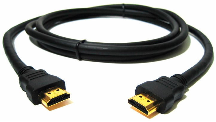 cable negro con conectores dorados.