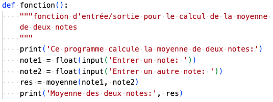 définition de la fonction