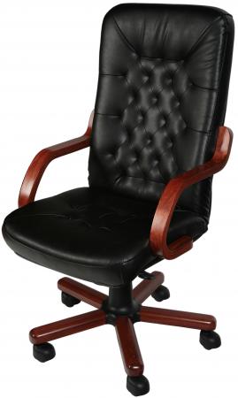 Viktória Káró Boss típusú szék (elegáns, magas bőrszék fa karfával)