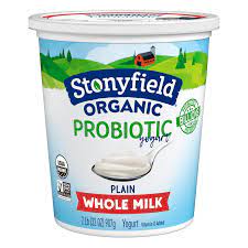 Stonyfield Organic Whole Milk Probiotic Yogurt, Plain, 32 oz.;  Multi-Serving - Stonyfield