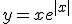  \fontsize{3} y=xe^{|x|} 