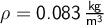  \rho = \mathrm{0.083 \, \frac{kg}{m^3}}