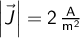  \left | \vec{J} \right |= 2 \, \mathrm{\frac{A}{m^2}}