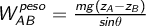  W _{AB} ^{peso} = \frac{mg (z_A - z_B)}{sin\theta}  