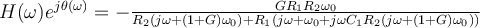  H(\omega)e^{j\theta(\omega)} = -\frac{GR_1R_2\omega_0}{R_2(j\omega + (1+G)\omega_0) + R_1(j\omega + \omega_0 + j\omega C_1 R_2 (j \omega + (1+G)\omega_0))}