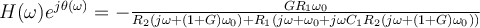  H(\omega)e^{j\theta(\omega)} = -\frac{GR_1\omega_0}{R_2(j\omega + (1+G)\omega_0) + R_1(j\omega + \omega_0 + j\omega C_1 R_2 (j \omega + (1+G)\omega_0))}