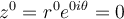 z^0 = r^0e^{0i\theta}=0