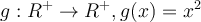 g:R^{+}\rightarrow R^{+}, g(x) =x^2 