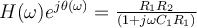  H(\omega)e^{j\theta(\omega)} = \frac{R_1R_2}{(1 + j\omega C_1R_1)}