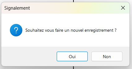 Une boite de message avec Oui ou Non