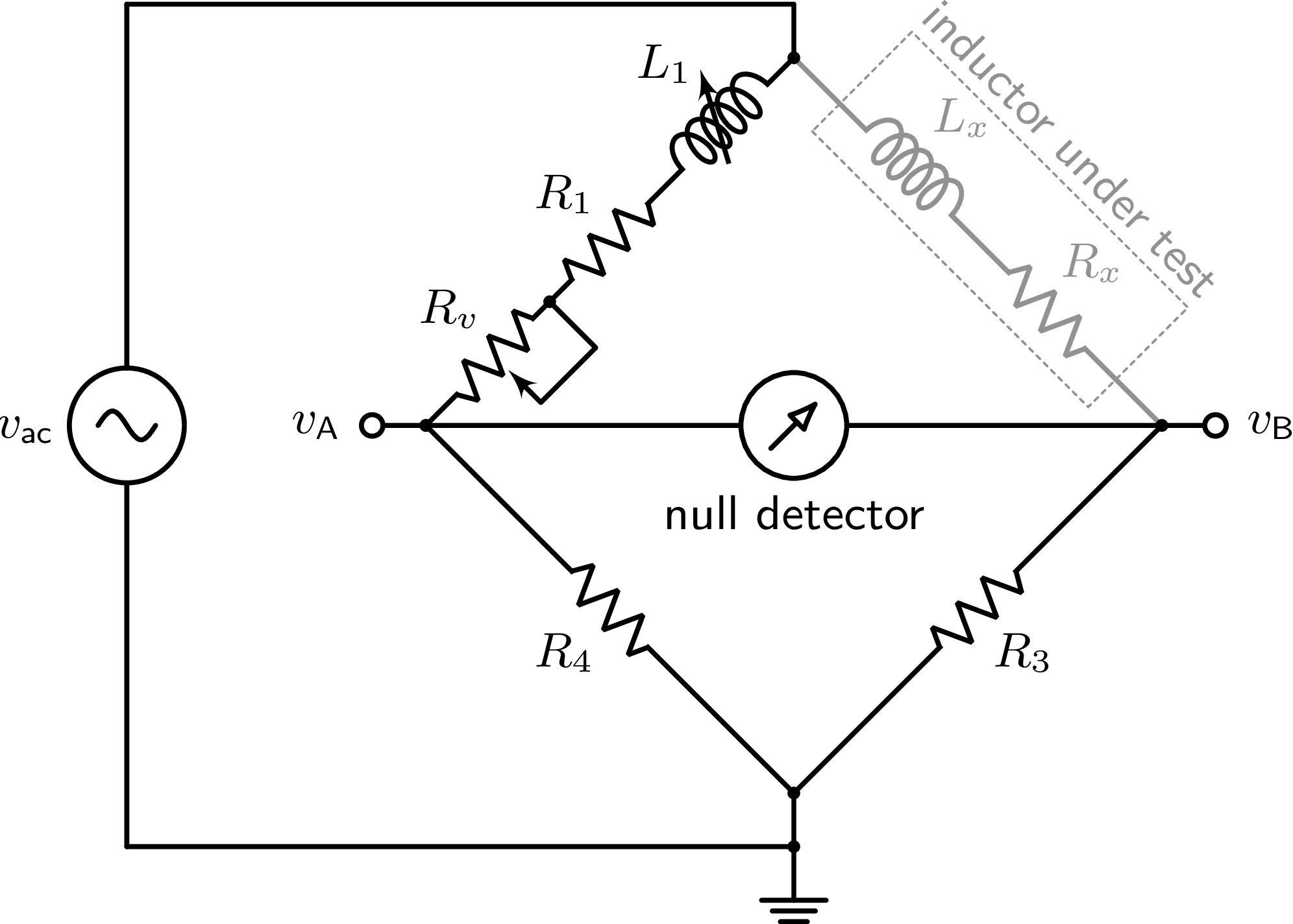 Maxwell inductance bridge circuit