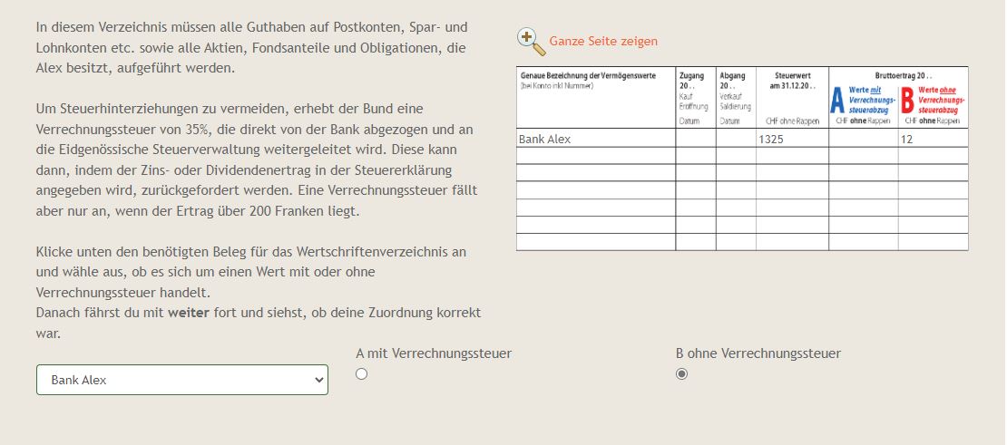 Wertschriftenverzeichnis