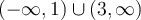 (-\infty,1)\cup (3,\infty)