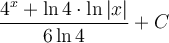 \displaystyle\frac{4^x+\ln4\cdot \ln |x|}{6\ln 4}+C