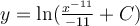 y=\ln (\frac{x^{-11}}{-11}+C)