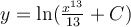 y=\ln (\frac{x^{13}}{13}+C)