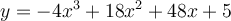 y=-4x^3+18x^2+48x+5