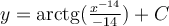y=\mathrm{arctg} (\frac{x^{-14}}{-14})+C