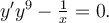 y'y^{9}-\frac{1}{x}=0.