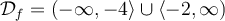 \mathcal{D}_f=(-\infty,-4\rangle\cup\langle-2,\infty)