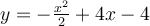y=-\frac{x^{2}}{2}+4x-4
