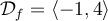 \mathcal{D}_f=\langle-1,4\rangle